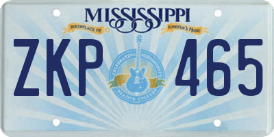 MS license plate ZKP465
