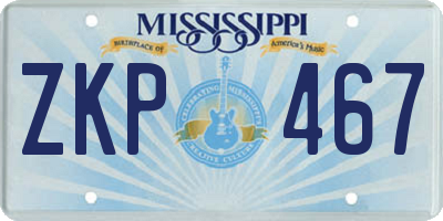 MS license plate ZKP467