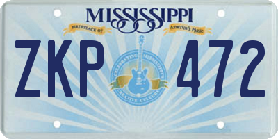 MS license plate ZKP472
