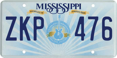 MS license plate ZKP476