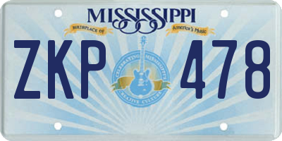 MS license plate ZKP478
