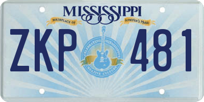 MS license plate ZKP481