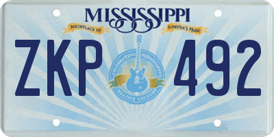 MS license plate ZKP492