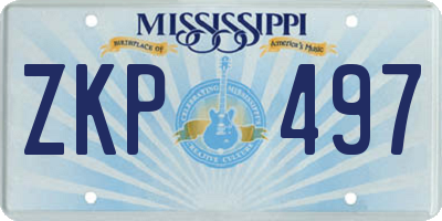 MS license plate ZKP497