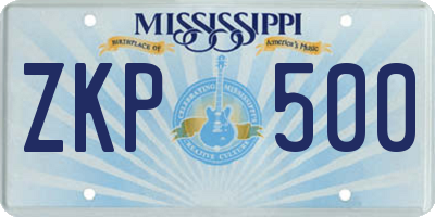 MS license plate ZKP500