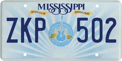 MS license plate ZKP502