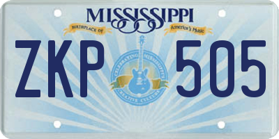 MS license plate ZKP505