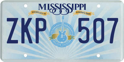 MS license plate ZKP507