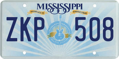 MS license plate ZKP508