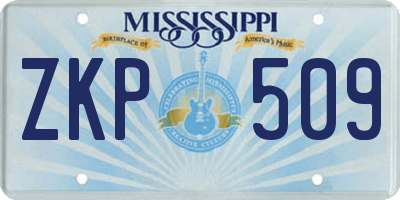 MS license plate ZKP509