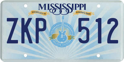 MS license plate ZKP512