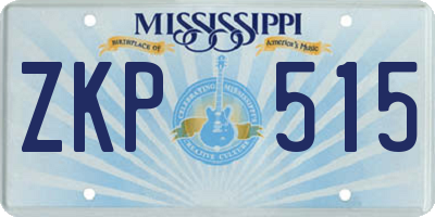 MS license plate ZKP515
