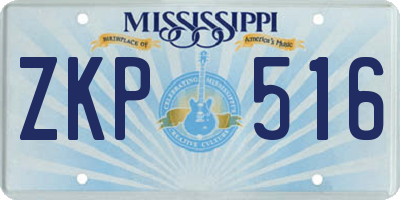 MS license plate ZKP516