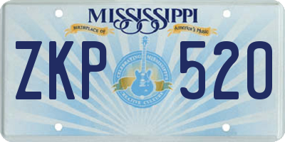 MS license plate ZKP520