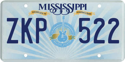 MS license plate ZKP522