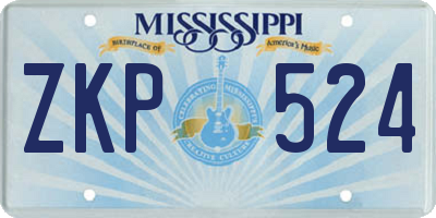MS license plate ZKP524