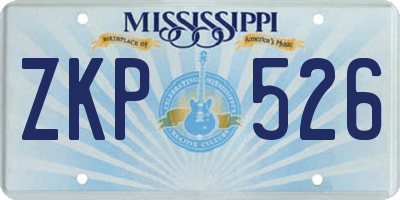 MS license plate ZKP526