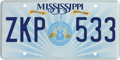 MS license plate ZKP533
