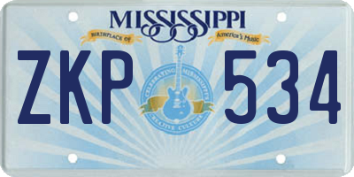 MS license plate ZKP534