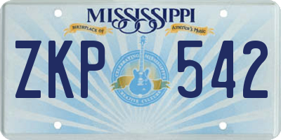 MS license plate ZKP542