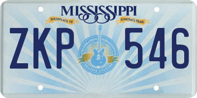 MS license plate ZKP546