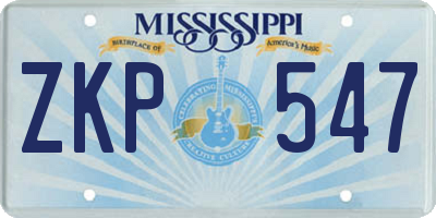 MS license plate ZKP547