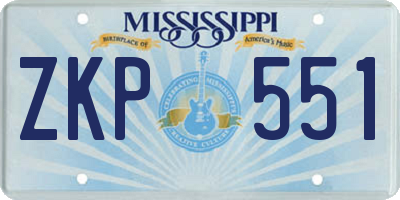 MS license plate ZKP551