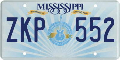 MS license plate ZKP552