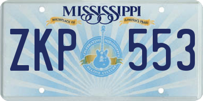 MS license plate ZKP553