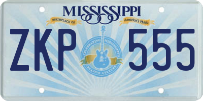 MS license plate ZKP555