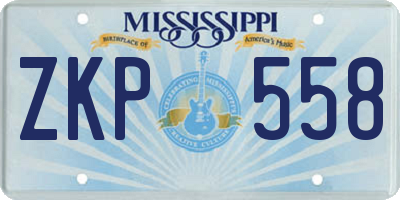 MS license plate ZKP558