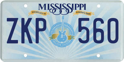 MS license plate ZKP560