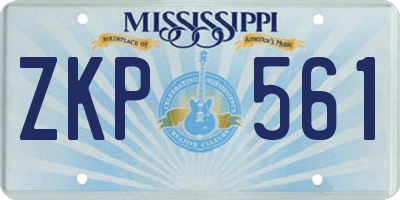 MS license plate ZKP561
