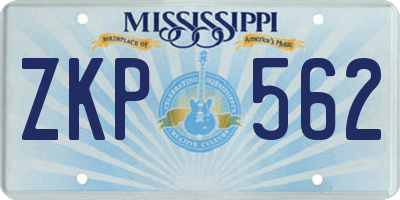 MS license plate ZKP562