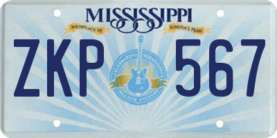 MS license plate ZKP567