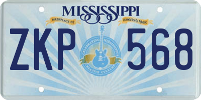 MS license plate ZKP568