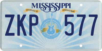 MS license plate ZKP577