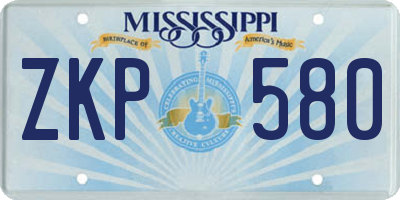 MS license plate ZKP580