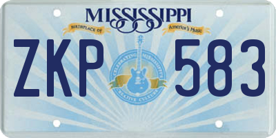 MS license plate ZKP583