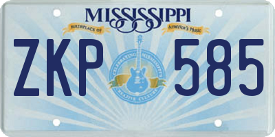 MS license plate ZKP585