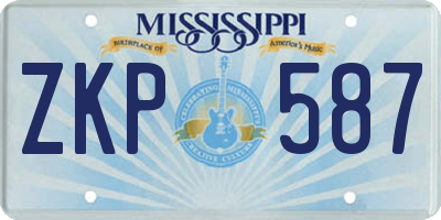 MS license plate ZKP587