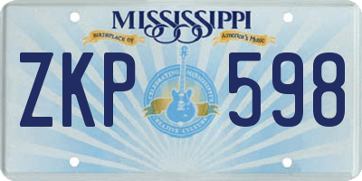 MS license plate ZKP598