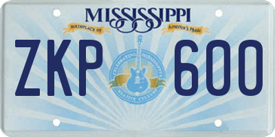 MS license plate ZKP600