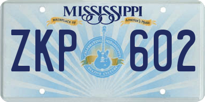 MS license plate ZKP602