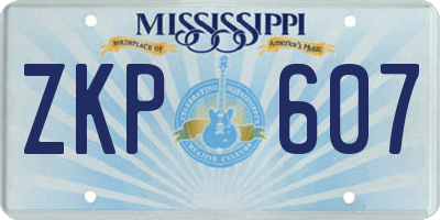 MS license plate ZKP607