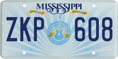MS license plate ZKP608