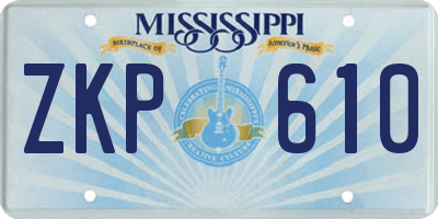 MS license plate ZKP610