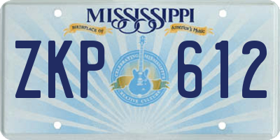 MS license plate ZKP612