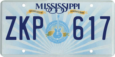 MS license plate ZKP617