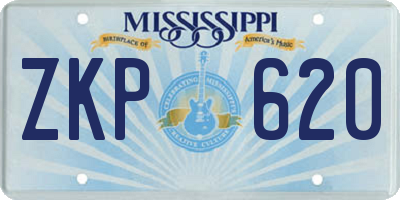 MS license plate ZKP620